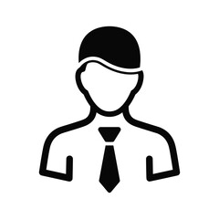Obraz premium Silhouette of a person wearing a cap and necktie in formal attire
