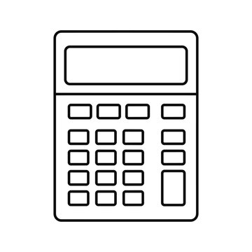 Simple black and white illustration of a basic calculator