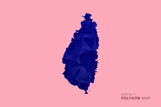 Saint Lucia Map - Low poly polygon map in deep blue gradient on soft pink pastel background, modern minimal geometric design, clean digital vector illustration.