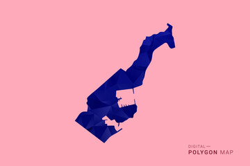 Naklejka premium Monaco Map - Low poly polygon map in deep blue gradient on soft pink pastel background, modern minimal geometric design, clean digital vector illustration.