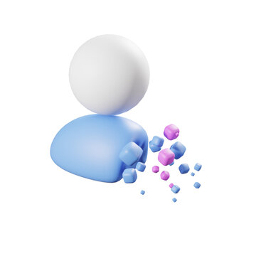 Customer fading away with lost engagement particles. 3D illustration