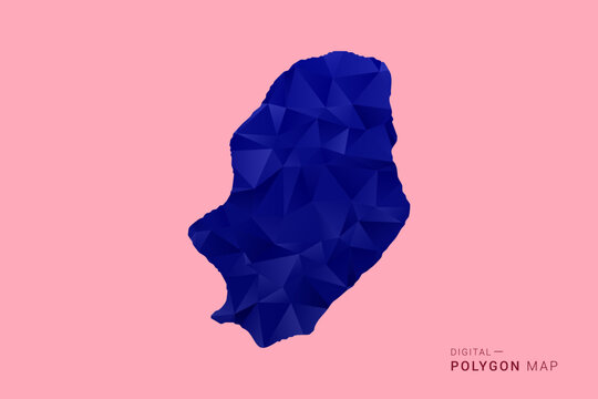 Niue Map - Low poly polygon map in deep blue gradient on soft pink pastel background, modern minimal geometric design, clean digital vector illustration.