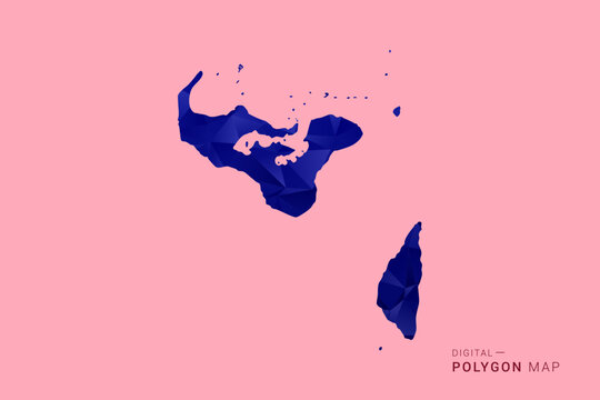 Tonga Map - Low poly polygon map in deep blue gradient on soft pink pastel background, modern minimal geometric design, clean digital vector illustration.