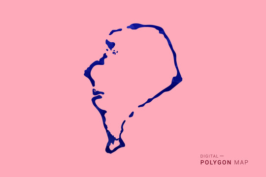 Tuvalu Map - Low poly polygon map in deep blue gradient on soft pink pastel background, modern minimal geometric design, clean digital vector illustration.