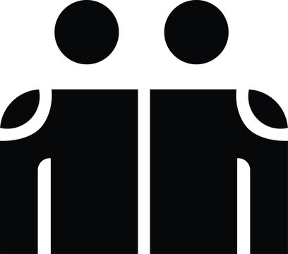 Black and white geometric silhouette depicting two human figures side by side.