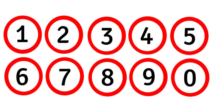Set of design numbers 0 to 9.