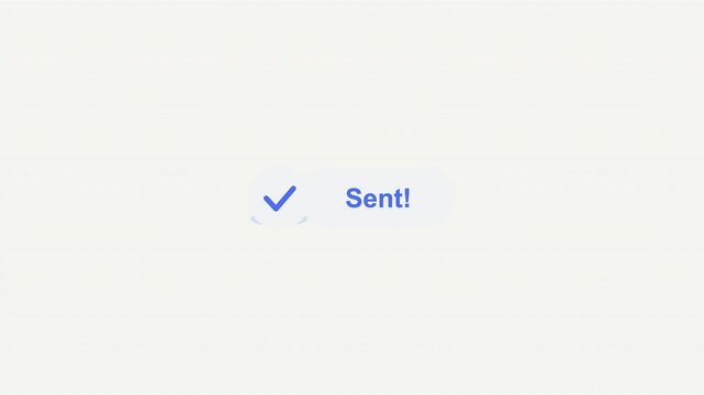 Blue checkmark and the word sent against white background. Suitable for email marketing campaigns, social media graphics, and business communication designs.