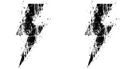 Naklejka premium Lightning bolts grunge set with black distressed texture and white background featuring stormy, electric, shock with energy and weather elements for