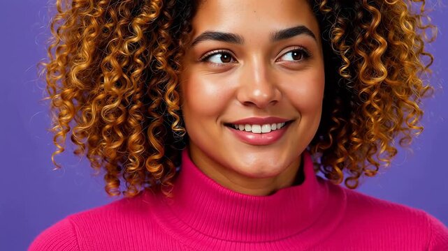 Portrait of woman with curly hair