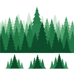 Fototapeta premium Seamless Forest Pattern: Evergreen Trees in Various Shades of Green