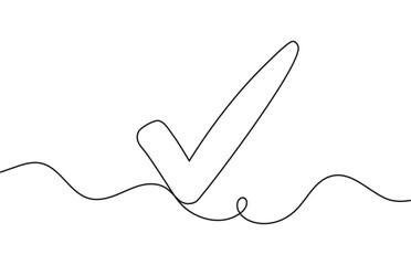 Checkmark continuous one line minimalist outline icon symbol for approval concept © Ashrafun19721