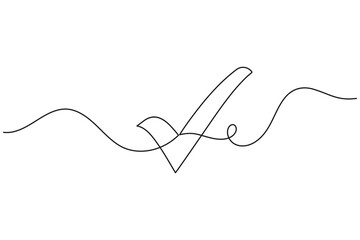 Obraz premium Check mark success symbol continuous line art minimal modern outline design