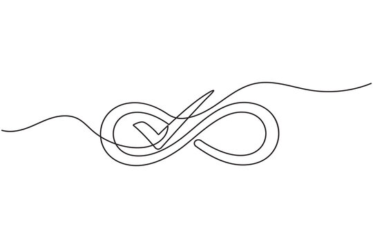 Checkmark continuous one line minimalist outline icon symbol for approval concept