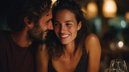 Man and woman have a date in a restaurant or bar