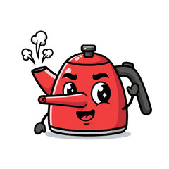 Fototapeta premium Funny red teapot with a long nose character.