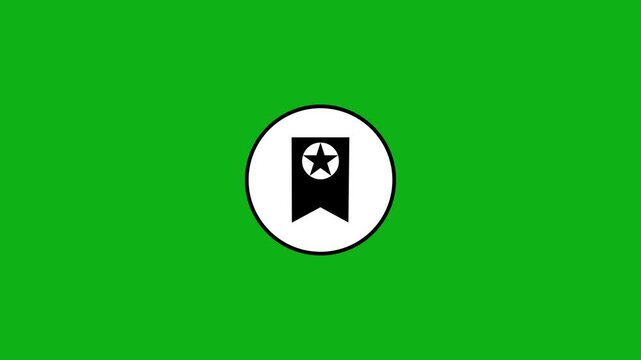 Star bookmark icon animation on green screen chroma key background, graphic motion.