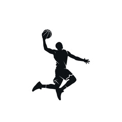 Basketball Player Dunking Silhouette Action Illustration © gyoho