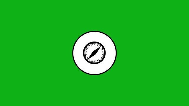 Animated safari compass logo on green screen chroma key background for creative projects.
