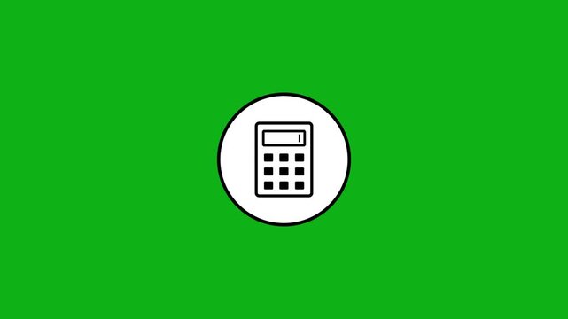 Calculator icon in circle animation on green screen background motion footage.
