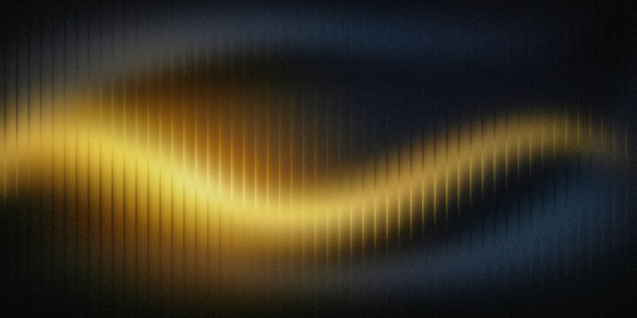A vibrant yellow waveform glows brightly against a dark blue background with subtle gradient effects