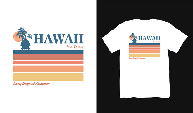 Hawaii t-shirt design. retro t shirt design. t-shirt design vector for print. Hawaii logo design vector illustration. quotes for t shirt