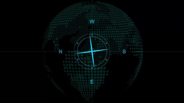 Compass icon animated.direction illustration video animation.gps road navigation silhouette map logo.travel icon.search route compass pin destination location, Motion graphics of compass concept