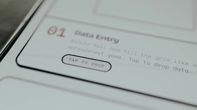 Person taps the digital button Tap to Drop from Data Entry