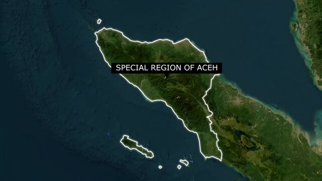 3D animated map of the Special Region of Aceh Province in Indonesia