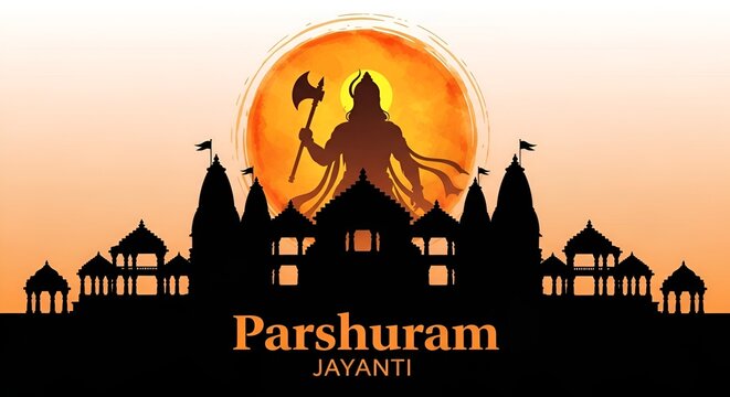 Watercolor illustration for parshuram jayanti with a silhouette of lord parshuram