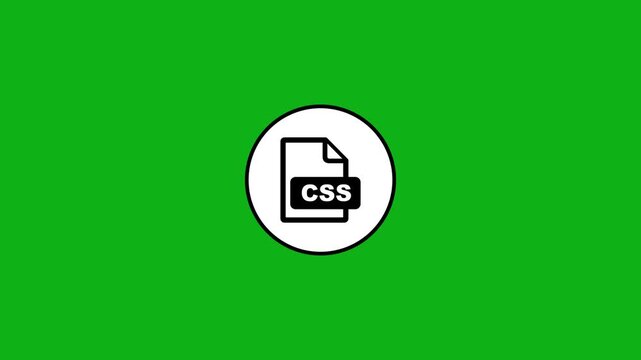 Dynamic CSS file icon animation on green screen background for web design content.