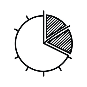 A pie chart with one section shaded and divided into eighths with radial lines