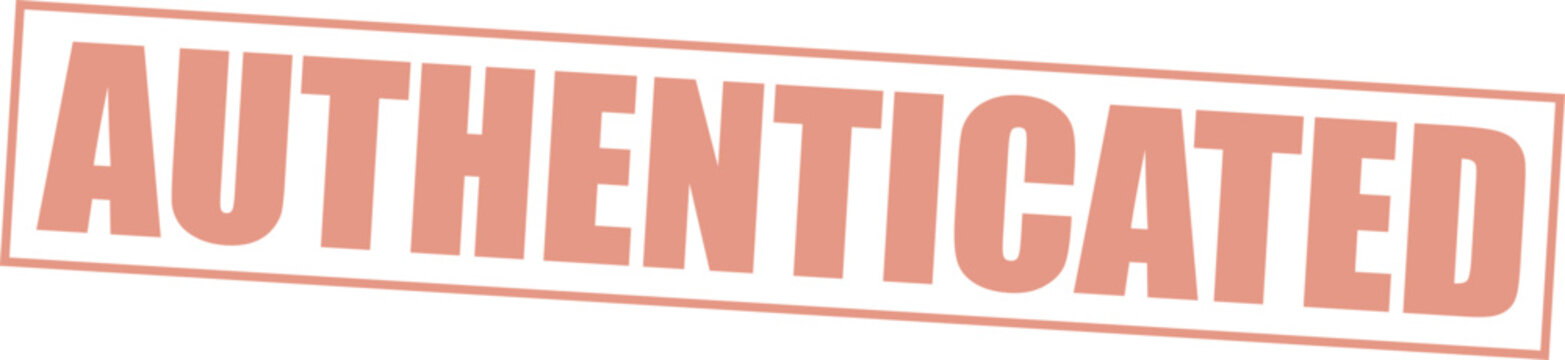 Vector orange stamp graphic authenticated with the stamp has an orange hue and a dashed border
