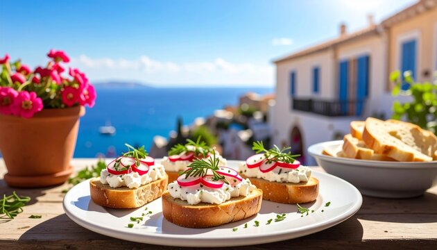 Snack mit Frischk&auml;se und Radieschen