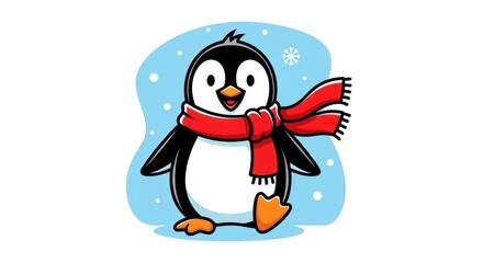 Fototapeta premium Adorable Penguin Wearing a Winter Scarf