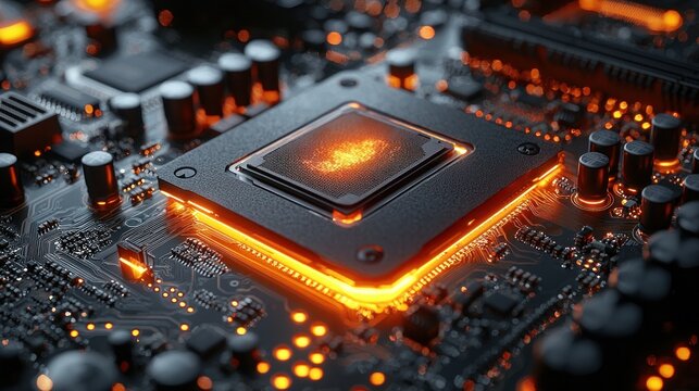 advanced computer microprocessor closeup
