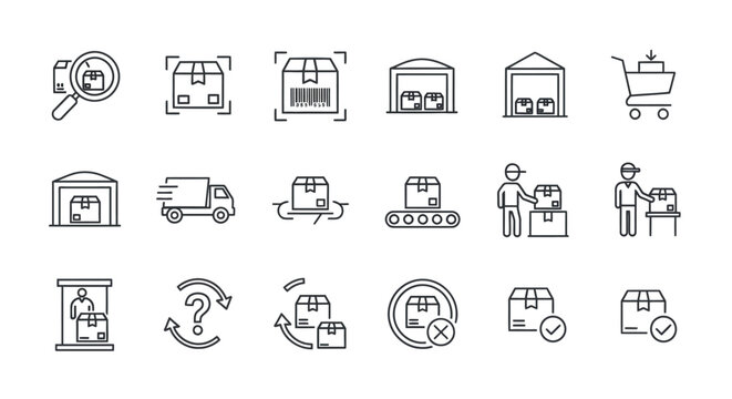 Ecommerce Delivery Service Icons Set.