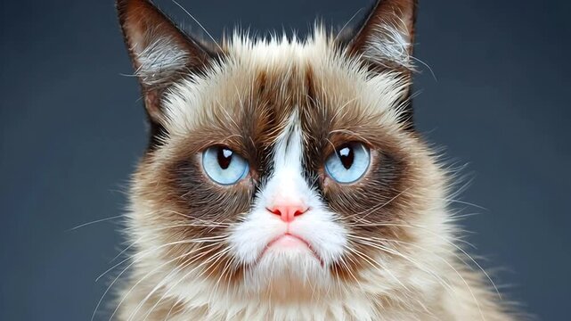 portrait of a grumpy cat, ai generated.	
