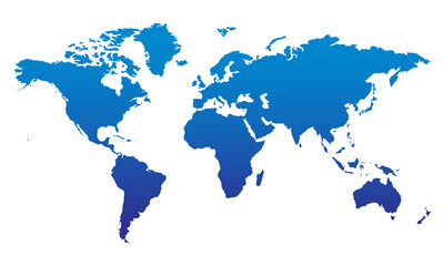 Obraz premium World map icon, global geography silhouette, earth continents illustration, international travel concept vector