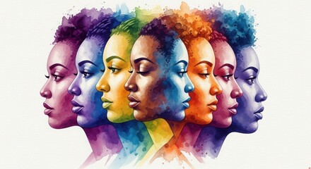 Fototapeta premium Diversity and inclusivity concept with multiple colorful faces