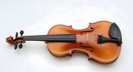 Fototapeta premium A beautiful wooden violin on a white background