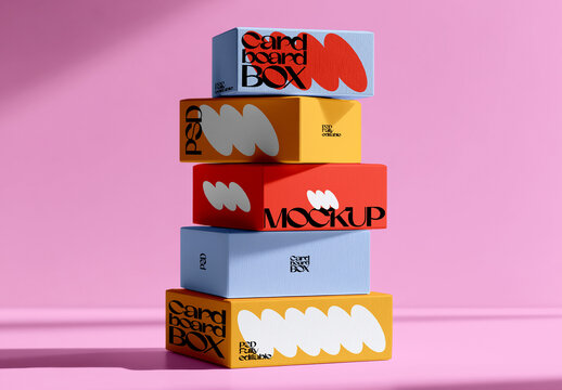 Cardboard Box Mockup Stacked