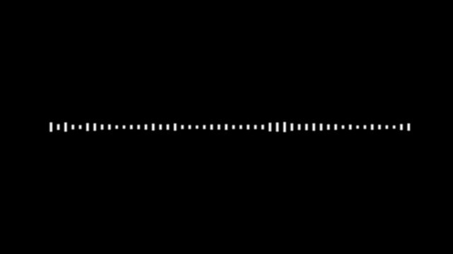 Audio waveform visualizer spectrum animation, white sound equalizer bars, digital music frequency motion, reactive sound waves, black background, abstract wave loop, seamless 4k