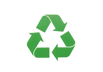 Fototapeta premium Bright green recycling symbol composed of three interlocked arrows isolated on transparent background