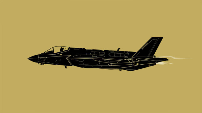 Black F-35 Lightning II fighter jet soaring through the sky.