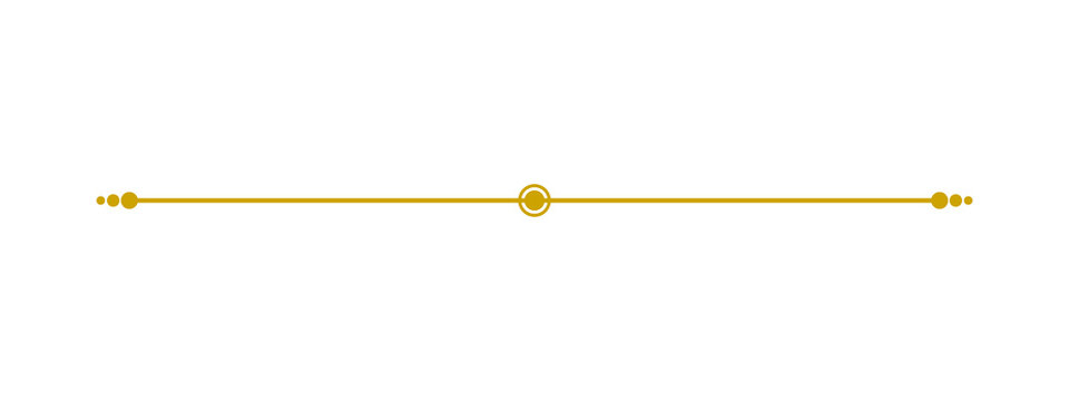 Elegant gold horizontal divider line with ornamental circle on transparent background