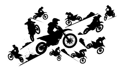 Dynamic motocross silhouette composition with dirt bike racing motion angles and extreme sports energy © MdShakil
