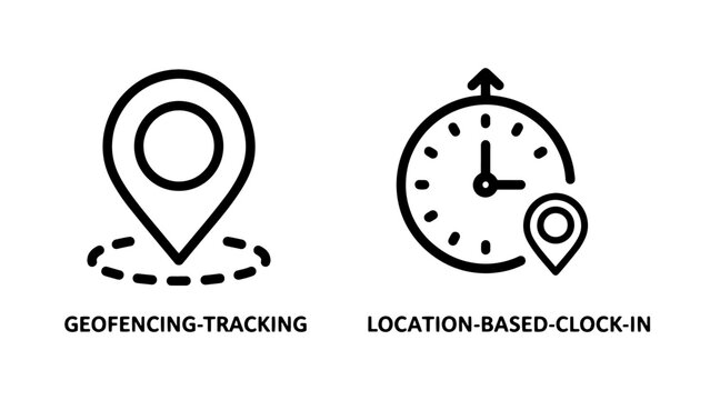 Geofencing tracking and location based clock in system icons