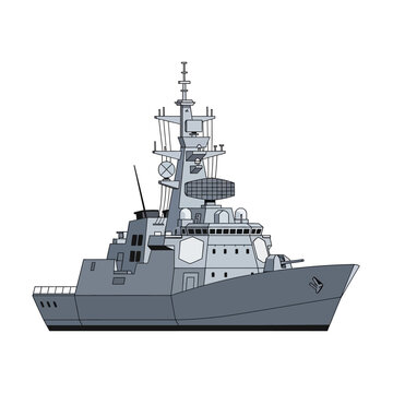 Modern Warship Military Naval Vessel Illustration