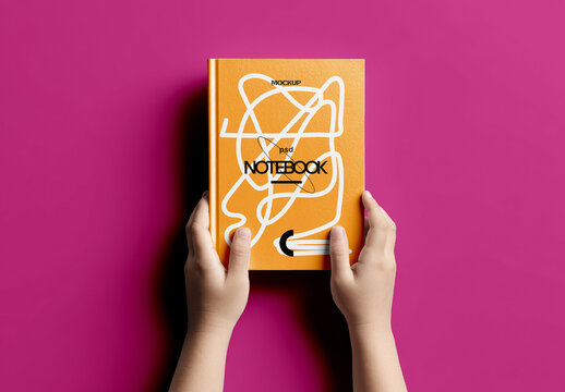Notebook Mockup Template In Child Hands