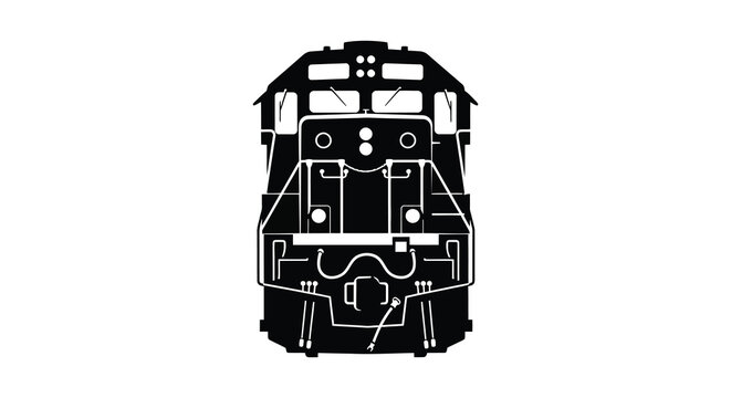 Silhouette of a train engine from the front view